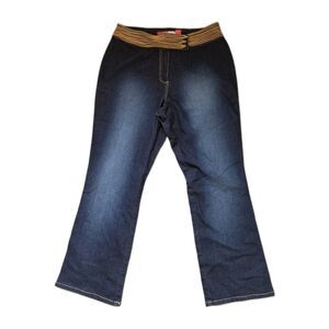 Vintage Lazer Jeans Flare Stretch Denim Pants Women's Size 18 Dark Wash Y2K GUC